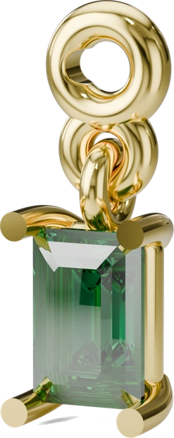 Emerald-Cut Sparkle Charm in Gold with green stone