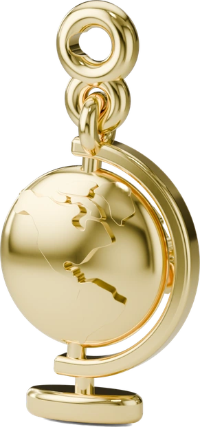 Wanderlust Globe Charm in Gold