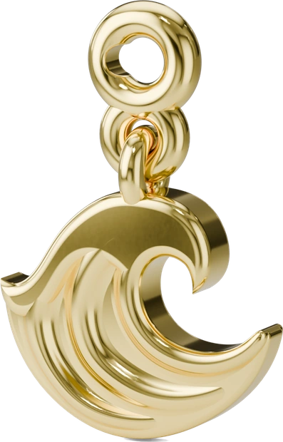 Ocean Wave Charm in Gold
