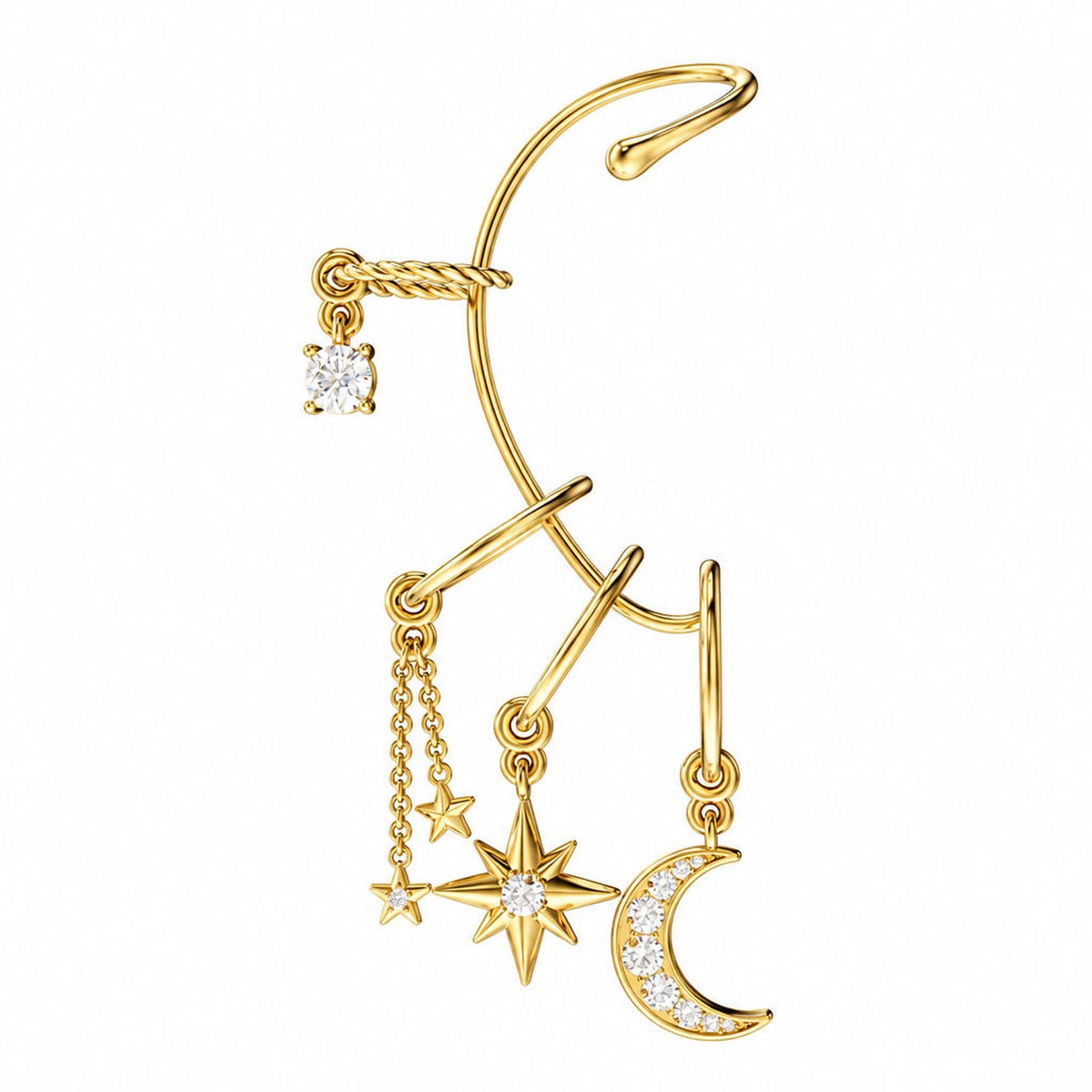 Gold Charm Cuff with celestial charms